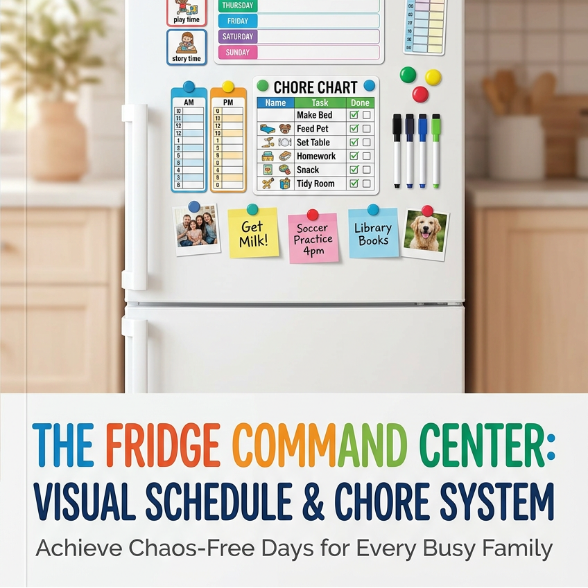 The Fridge Command Center: Visual Schedule & Chore System